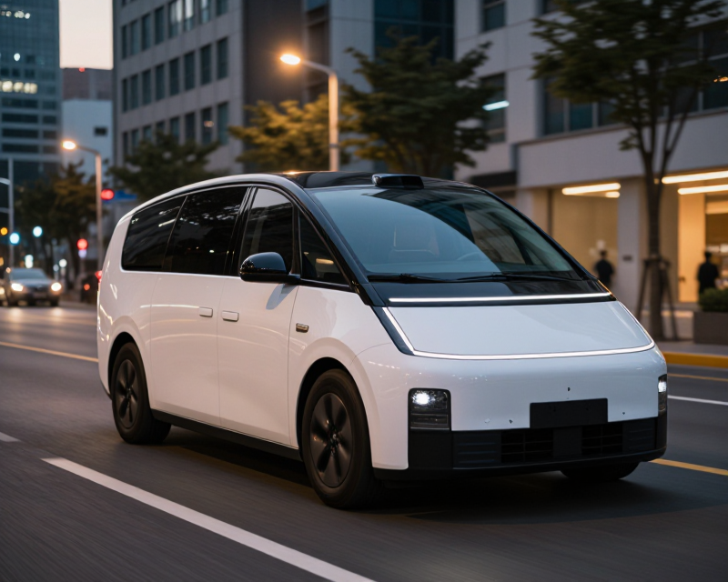 Futuristic Electric Vehicle in Seoul