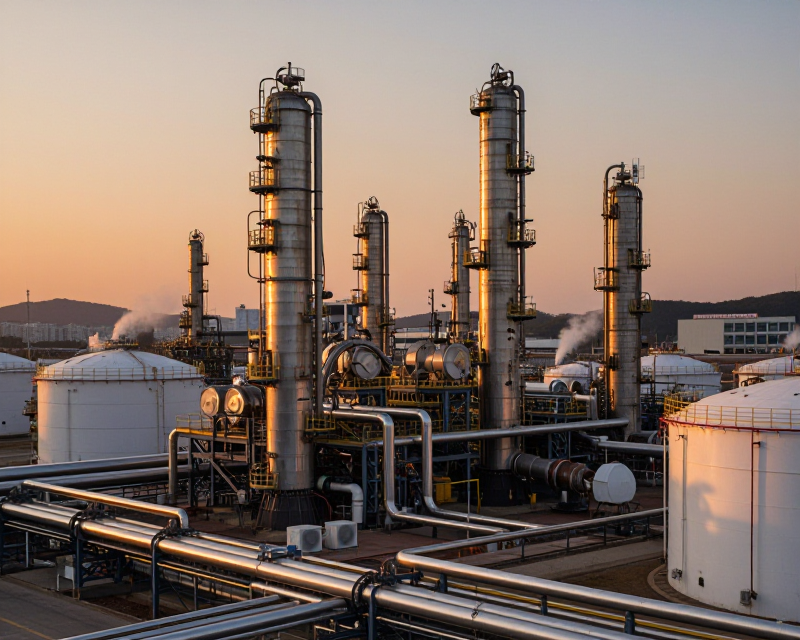 South Korean Oil Refinery at Golden Hour