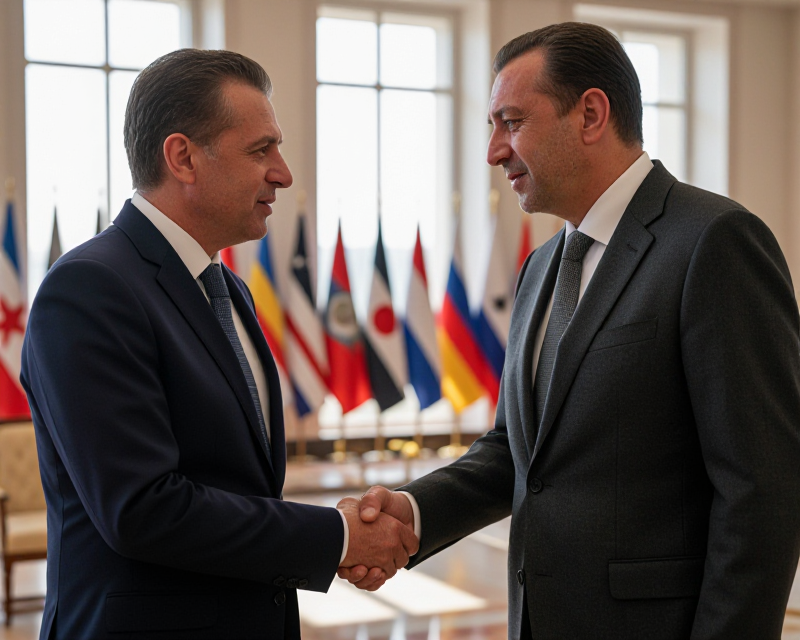 Diplomatic meeting atmosphere