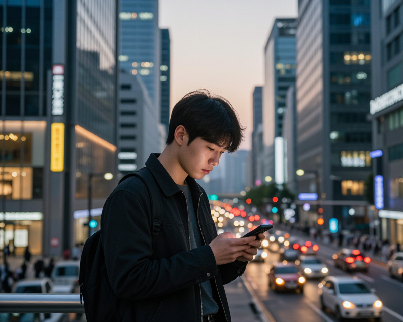 Reflective Young Adult in Seoul